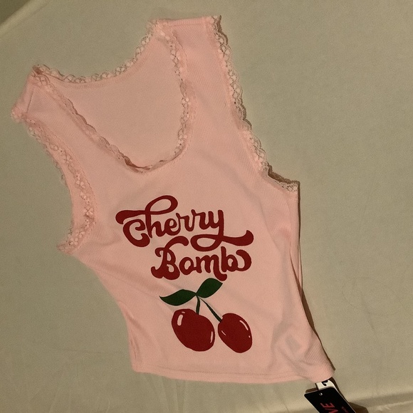 ROMWE Pink Cherry Bomb Tank Top - Picture 1 of 1